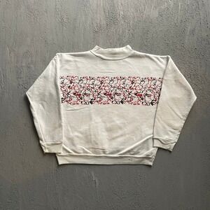Vintage Abstract Print  Sweatshirt mens Med White 90s K&L